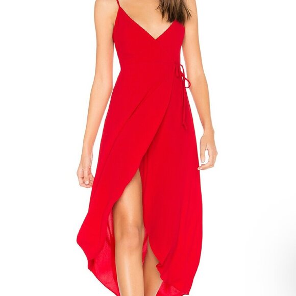 Revolve x Show Me Your Mumu Meghan Wrap Dress Tomato Red Pebble Sz Medium - Picture 1 of 11